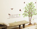 2 Trees with Green Leaves Wall Decal Vinyl Tree Art Stickers